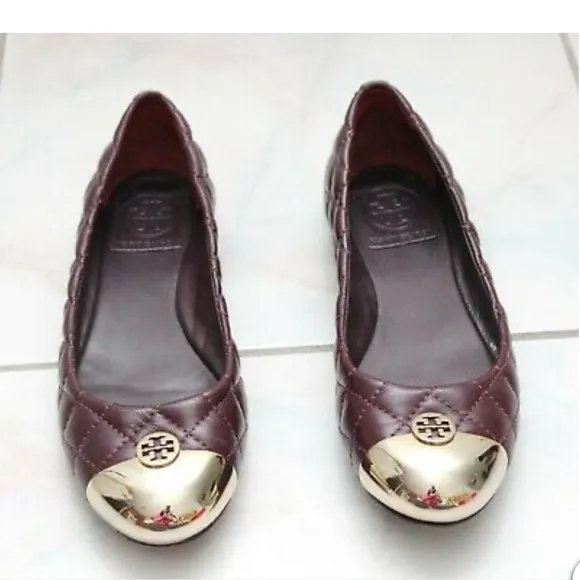 TORY BURCH Kaitlin Shiraz &amp; Gold Quilted Leather