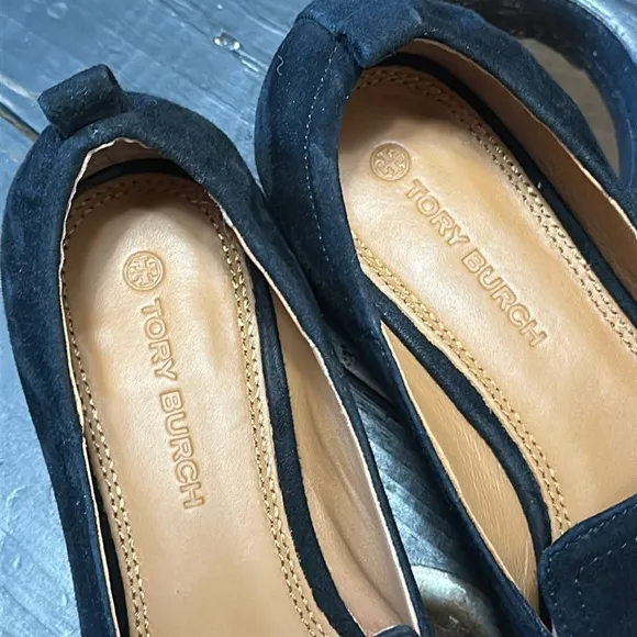 Tory Burch Leigh 15MM Perfect Black Elastic Loafer - Silk Suede
