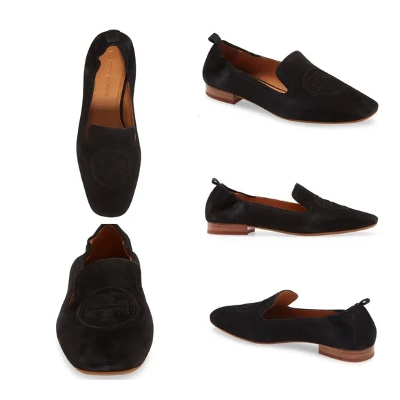 Tory Burch Leigh 15MM Perfect Black Elastic Loafer - Silk Suede