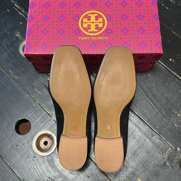 Tory Burch Leigh 15MM Perfect Black Elastic Loafer - Silk Suede