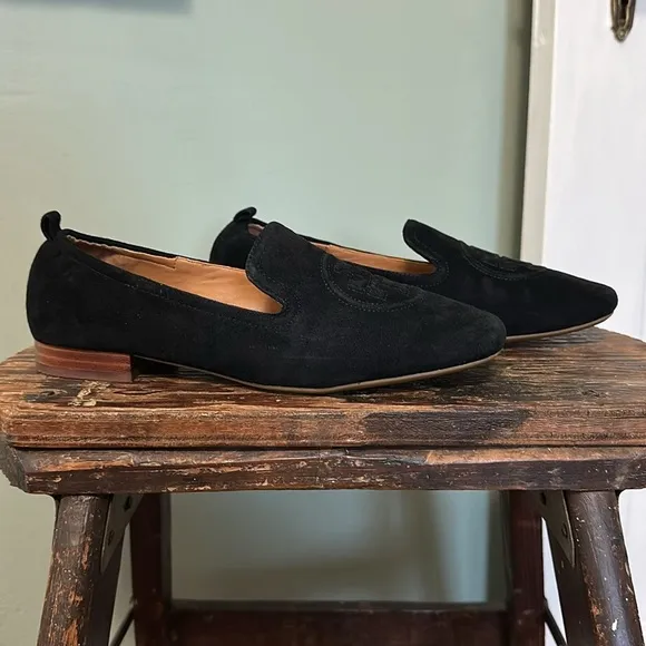 Tory Burch Leigh 15MM Perfect Black Elastic Loafer - Silk Suede