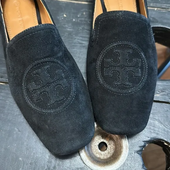 Tory Burch Leigh 15MM Perfect Black Elastic Loafer - Silk Suede