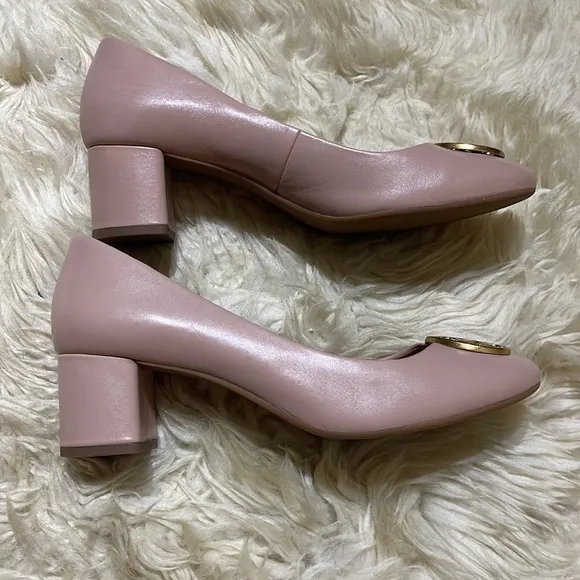 Tory Burch Pink Leather Block Heel 9.5