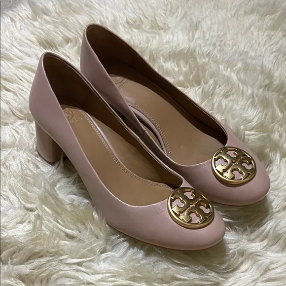 Tory Burch Pink Leather Block Heel 9.5