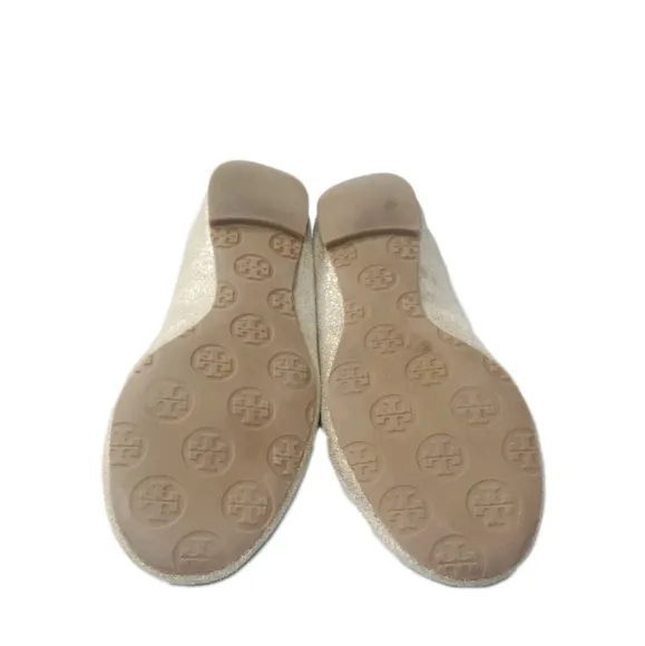 Tory Burch Reva Metallic Gold Ballet Flats Women's Size 5.5 Shoes Retail $225