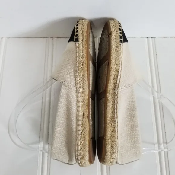 Tory Burch Shoes Womens Size 6 Espadrille Flats  Cream Black Colorblock Canvas