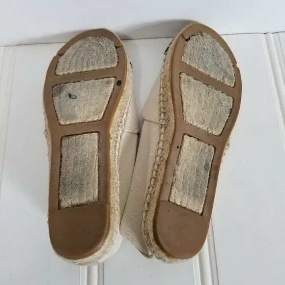 Tory Burch Shoes Womens Size 6 Espadrille Flats  Cream Black Colorblock Canvas