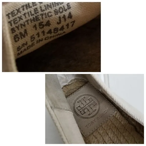 Tory Burch Shoes Womens Size 6 Espadrille Flats  Cream Black Colorblock Canvas