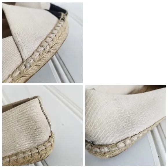Tory Burch Shoes Womens Size 6 Espadrille Flats  Cream Black Colorblock Canvas