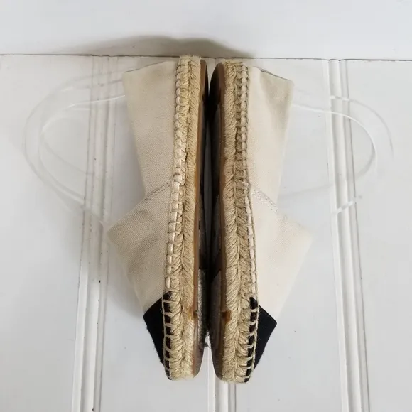 Tory Burch Shoes Womens Size 6 Espadrille Flats  Cream Black Colorblock Canvas