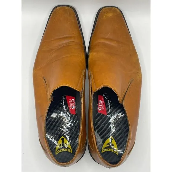 TOSCHI Men's Loafers‎ Dress Shoes Size 11 Tan Brown Leather ITALY Cis Equipped