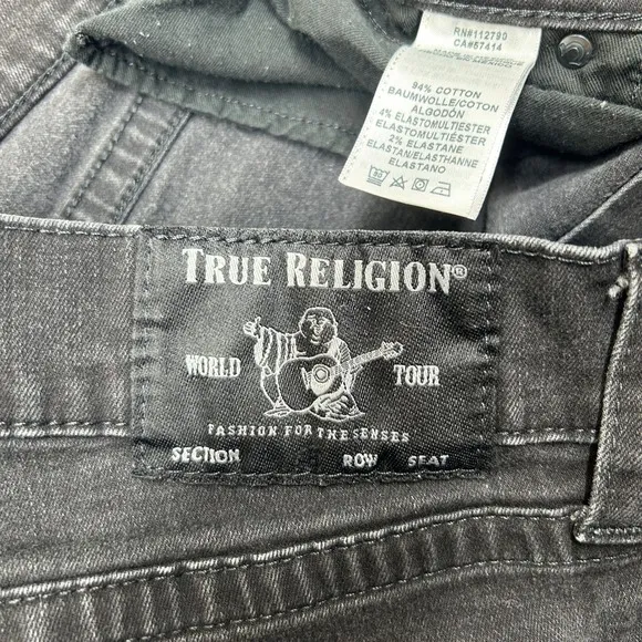 True Religion Geno Jeans Mens Size 34x29 Black Denim Relaxed Slim