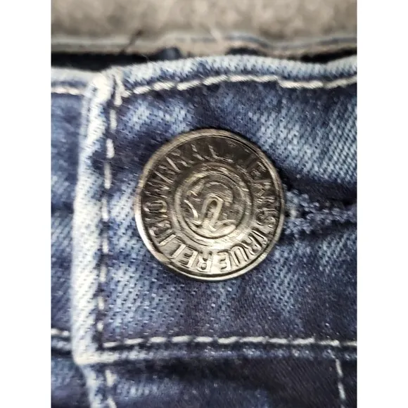 True Religion Rocco Relaxed Skinny Frayed Hem Jeans Acid Wash Women Size 29