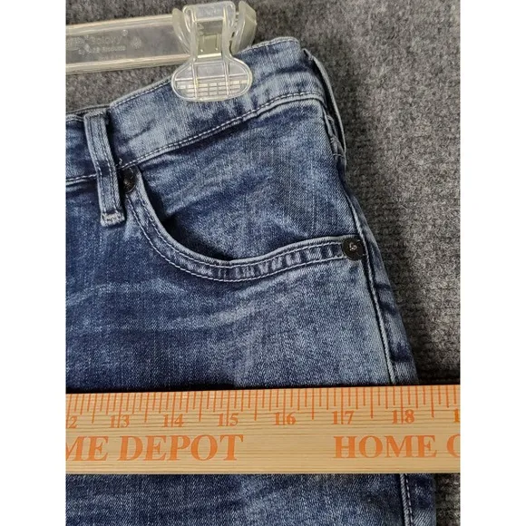 True Religion Rocco Relaxed Skinny Frayed Hem Jeans Acid Wash Women Size 29