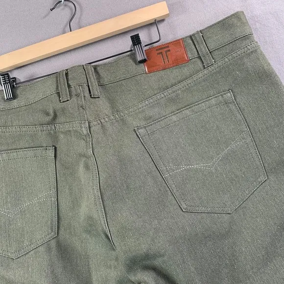 Trust Jeans 2 Piece Jacket &amp; Pants Mens 3XL Olive Denim Y2K 90s Baggy Hip-Hop