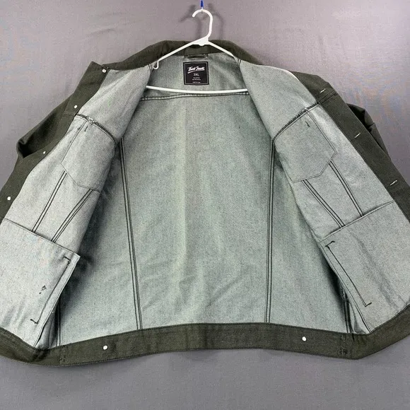 Trust Jeans 2 Piece Jacket &amp; Pants Mens 3XL Olive Denim Y2K 90s Baggy Hip-Hop
