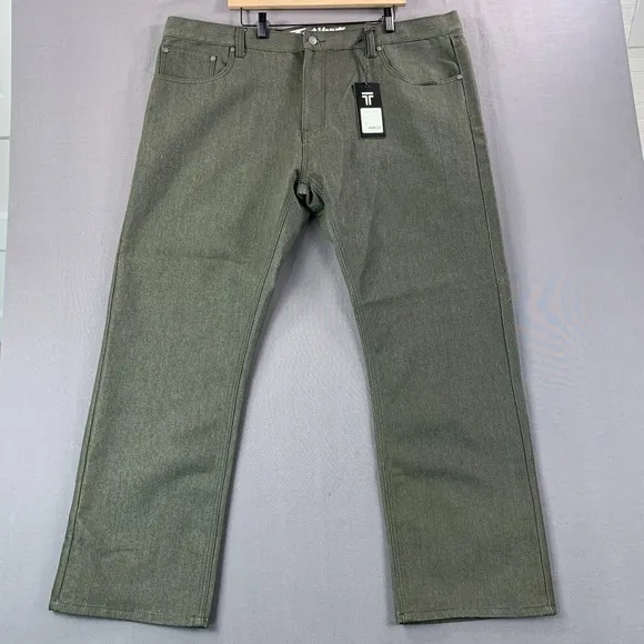 Trust Jeans 2 Piece Jacket &amp; Pants Mens 3XL Olive Denim Y2K 90s Baggy Hip-Hop