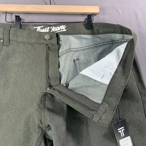 Trust Jeans 2 Piece Jacket &amp; Pants Mens 3XL Olive Denim Y2K 90s Baggy Hip-Hop