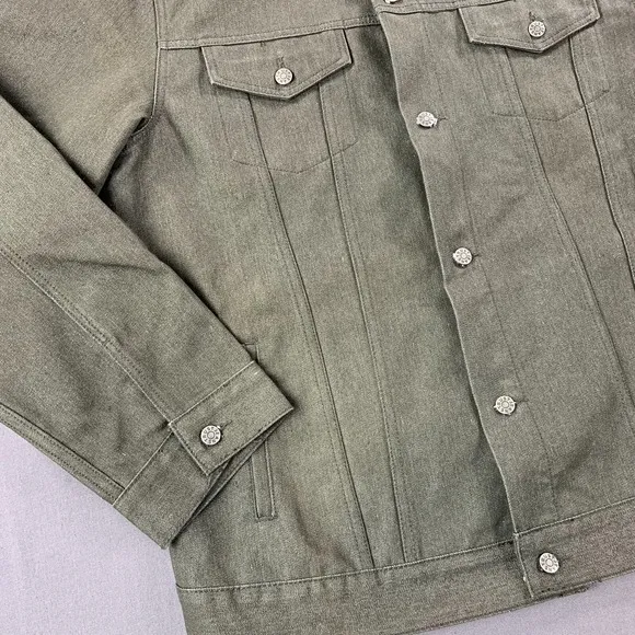 Trust Jeans 2 Piece Jacket &amp; Pants Mens 3XL Olive Denim Y2K 90s Baggy Hip-Hop