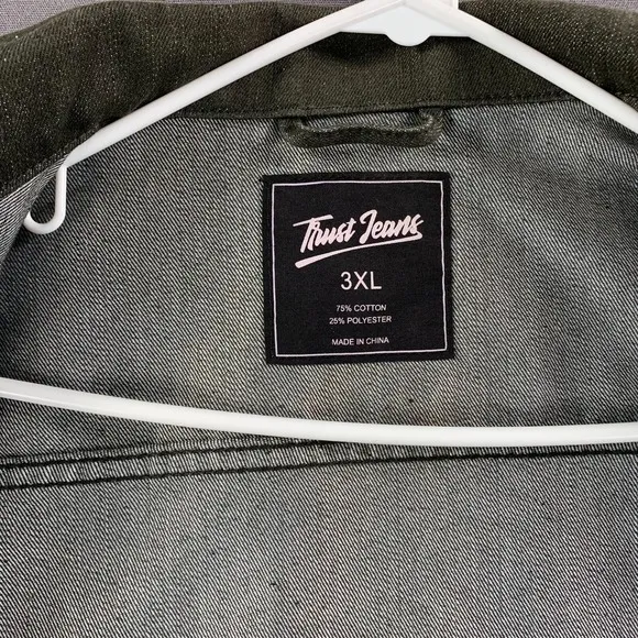 Trust Jeans 2 Piece Jacket &amp; Pants Mens 3XL Olive Denim Y2K 90s Baggy Hip-Hop