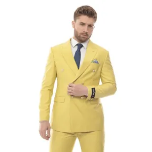 Turkish Import, Derman Suits' Double-Breasted 2-Piece Suit Yellow