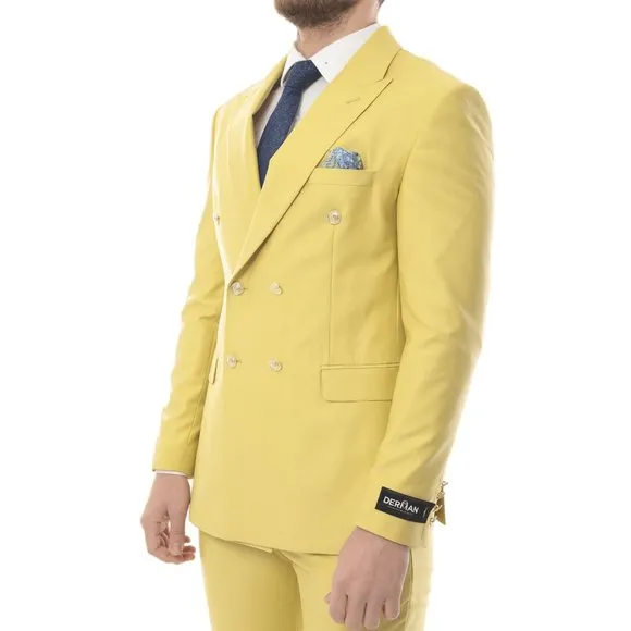 Turkish Import, Derman Suits' Double-Breasted 2-Piece Suit Yellow