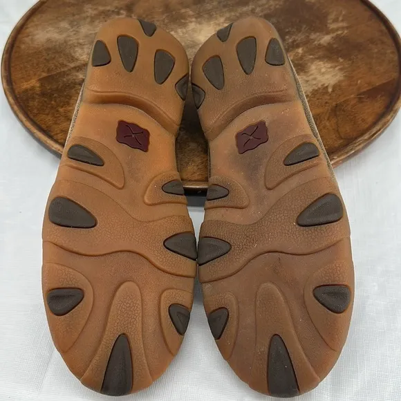 Twisted X Shoes Wm 8.5 M Brown Leather Slip On Driving Moccasin Loafer Boat Shoe