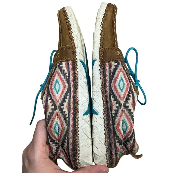 Twisted X Zero-X Leather Multi Color Aztec Western Casual Slip On Shoes Size 6