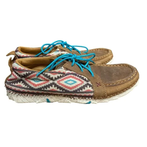 Twisted X Zero-X Leather Multi Color Aztec Western Casual Slip On Shoes Size 6