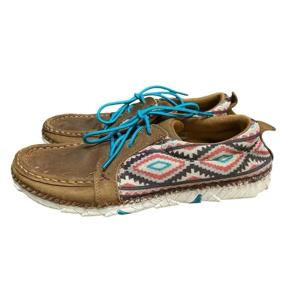 Twisted X Zero-X Leather Multi Color Aztec Western Casual Slip On Shoes Size 6