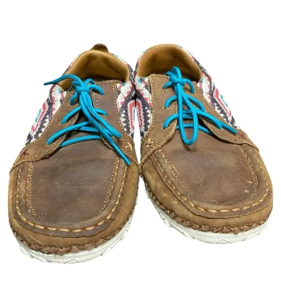 Twisted X Zero-X Leather Multi Color Aztec Western Casual Slip On Shoes Size 6