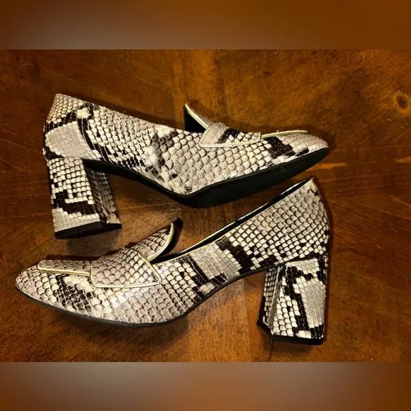 UEC Pedro Anton Made in Spain Faux Penny Loafer StylePumps Block Heel Shoes 38
