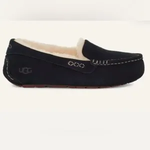 UGG Ansley black suede fur slippers slides slip on shoes women’s 7