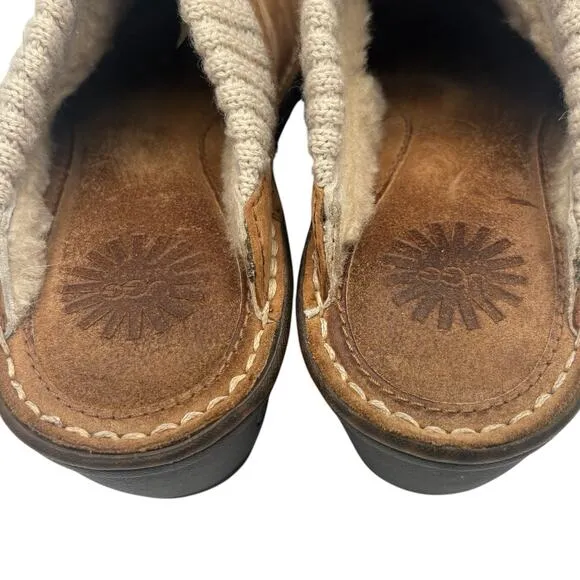 UGG Australia Gael Block Heel Clog Casual Comfort Suede &amp; Wool Shoes Size 8 EUC