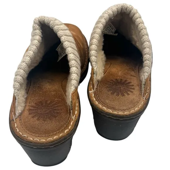 UGG Australia Gael Block Heel Clog Casual Comfort Suede &amp; Wool Shoes Size 8 EUC