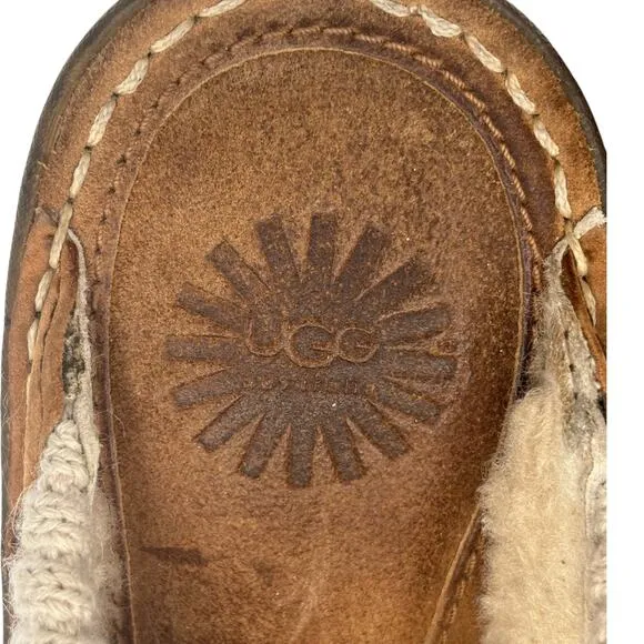 UGG Australia Gael Block Heel Clog Casual Comfort Suede &amp; Wool Shoes Size 8 EUC