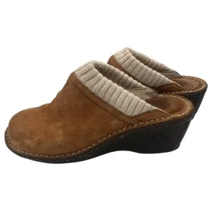 UGG Australia Gael Block Heel Clog Casual Comfort Suede &amp; Wool Shoes Size 8 EUC