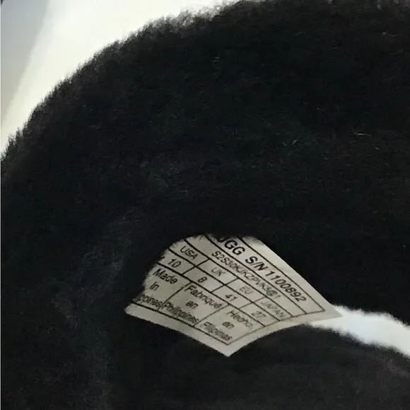 UGG Cozette Shoes Black Fur Slides New Size 10