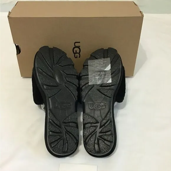 UGG Cozette Shoes Black Fur Slides New Size 10
