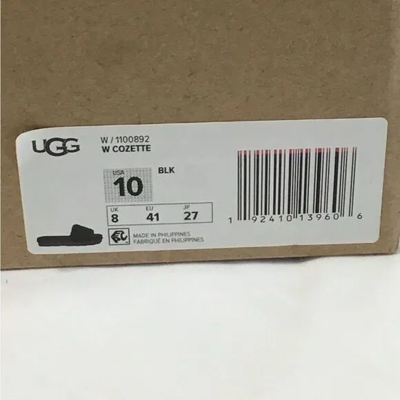 UGG Cozette Shoes Black Fur Slides New Size 10