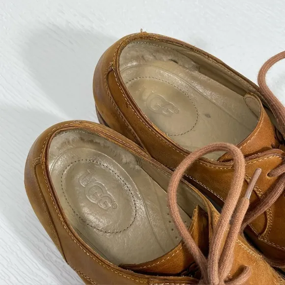UGG Hixson Men’s Oxford Leather Shoes Size 10 Caramel Brown