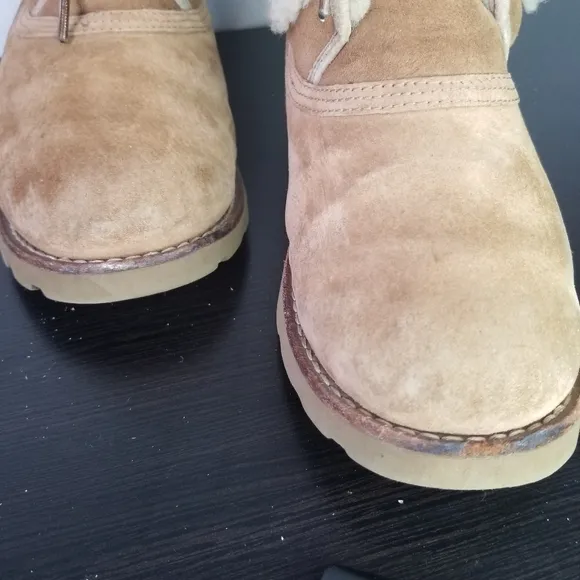 Ugg Womens Boots 7 Rommy Chestnut Suede Leather Sherpa Fur Lined Lace Up Shoes