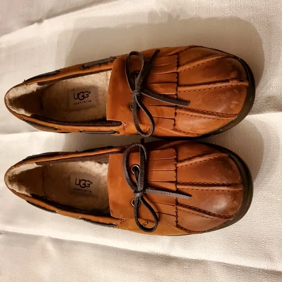 UGG Women's Brown Leather Loafers, Size 7 1/2
