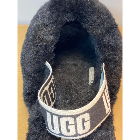 UGG Womens Fluff Yeah Slide Slippers Size 10 Black Slingback Comfy Shoes