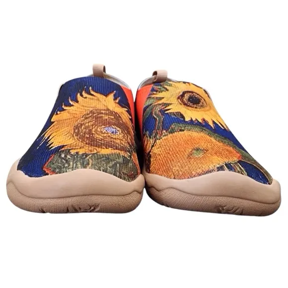 UIN Sunflower Art Floral Slip On Shoes Ladies 6.5 Toledo Modern Folk Canvas Flat