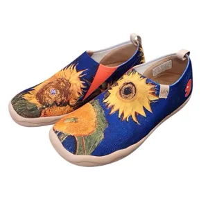 UIN Sunflower Art Floral Slip On Shoes Ladies 6.5 Toledo Modern Folk Canvas Flat