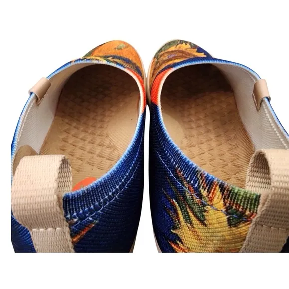 UIN Sunflower Art Floral Slip On Shoes Ladies 6.5 Toledo Modern Folk Canvas Flat