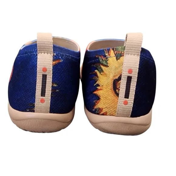 UIN Sunflower Art Floral Slip On Shoes Ladies 6.5 Toledo Modern Folk Canvas Flat