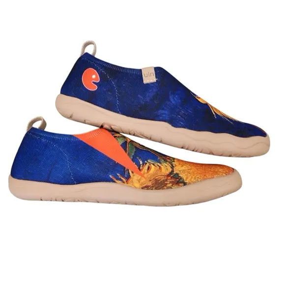 UIN Sunflower Art Floral Slip On Shoes Ladies 6.5 Toledo Modern Folk Canvas Flat