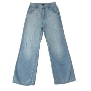 Uniqlo Jeans Womens 28x32 Wide Flare Leg Light Wash Denim 100% Cotton High Rise